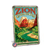 Zion National Park Utah metal sign with vintage weathered-tin travel poster illustration — Zion National Park Utah