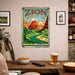 Zion National Park Utah metal sign with vintage weathered-tin travel poster illustration — Zion National Park Utah