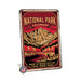 Rocky Mountain National Park Colorado metal sign with vintage weathered-tin travel poster illustration — Rocky Mountain