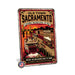Old Town Sacramento California metal sign with vintage weathered-tin travel poster illustration — Old Town Sacramento