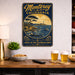 Monterey California metal sign with vintage weathered-tin travel poster illustration — Monterey California