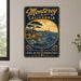 Monterey California metal sign with vintage weathered-tin travel poster illustration — Monterey California
