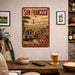 San Francisco California City by the Bay metal sign with vintage weathered-tin travel poster illustration — San Francisco