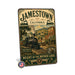 Jamestown California Mother Lode metal sign with vintage weathered-tin travel poster illustration — Jamestown California