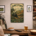 Jamestown California Mother Lode metal sign with vintage weathered-tin travel poster illustration — Jamestown California