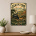Jamestown California Mother Lode metal sign with vintage weathered-tin travel poster illustration — Jamestown California
