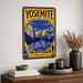 Yosemite National Park California metal sign with vintage weathered-tin travel poster illustration — Yosemite National Park