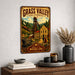 Grass Valley California Empire Mine metal sign with vintage weathered-tin travel poster illustration — Grass Valley