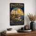 Pigeon Point Light Station California metal sign with vintage weathered-tin travel poster illustration — Pigeon Point Light