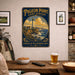 Pigeon Point Light Station California metal sign with vintage weathered-tin travel poster illustration — Pigeon Point Light