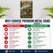Mendocino California metal sign with vintage weathered-tin travel poster illustration — Mendocino California