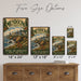 Mendocino California metal sign with vintage weathered-tin travel poster illustration — Mendocino California