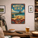 Manhattan Beach California metal sign with vintage weathered-tin travel poster illustration — Manhattan Beach California