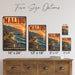 Malibu California Beach metal sign with vintage weathered-tin travel poster illustration — Malibu California Beach
