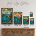 Lake Tahoe California Sierra Nevada metal sign with vintage weathered-tin travel poster illustration — Lake Tahoe California