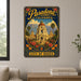 Pasadena California City of Roses metal sign with vintage weathered-tin travel poster illustration — Pasadena California