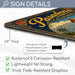 Pasadena California City of Roses metal sign with vintage weathered-tin travel poster illustration — Pasadena California