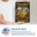 Pasadena California City of Roses metal sign with vintage weathered-tin travel poster illustration — Pasadena California