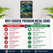 Santa Monica Pier End of Route 66 metal sign with vintage weathered-tin travel poster illustration — Santa Monica Pier End