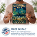 Santa Monica Pier End of Route 66 metal sign with vintage weathered-tin travel poster illustration — Santa Monica Pier End