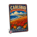 Carlsbad California Flower Capital metal sign with vintage weathered-tin travel poster illustration — Carlsbad California