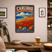 Carlsbad California Flower Capital metal sign with vintage weathered-tin travel poster illustration — Carlsbad California