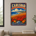 Carlsbad California Flower Capital metal sign with vintage weathered-tin travel poster illustration — Carlsbad California