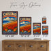 Carlsbad California Flower Capital metal sign with vintage weathered-tin travel poster illustration — Carlsbad California