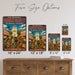 Original Farmers Market Los Angeles metal sign with vintage weathered-tin travel poster illustration — Original Farmers