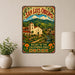 San Luis Obispo California Mission metal sign with vintage weathered-tin travel poster illustration — San Luis Obispo