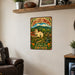 San Luis Obispo California Mission metal sign with vintage weathered-tin travel poster illustration — San Luis Obispo