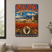 Napa California Wine Country metal sign with vintage weathered-tin travel poster illustration — Napa California Wine Country