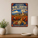 California Wine Country Napa Sonoma Paso Robles metal sign with vintage weathered-tin travel poster illustration —