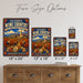 California Wine Country Napa Sonoma Paso Robles metal sign with vintage weathered-tin travel poster illustration —