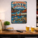 The Sacramento River California metal sign with vintage weathered-tin travel poster illustration — The Sacramento River