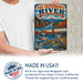 The Sacramento River California metal sign with vintage weathered-tin travel poster illustration — The Sacramento River