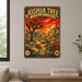 Joshua Tree National Park California metal sign with vintage weathered-tin travel poster illustration — Joshua Tree National