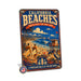 California Beaches Pacific Coast metal sign with vintage weathered-tin travel poster illustration — California Beaches