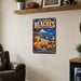 California Beaches Pacific Coast metal sign with vintage weathered-tin travel poster illustration — California Beaches