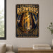 California Redwoods Ancient Forest metal sign with vintage weathered-tin travel poster illustration — California Redwoods