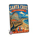 Santa Cruz California Beach Boardwalk metal sign with vintage weathered-tin travel poster illustration — Santa Cruz