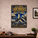 California Lighthouses Pacific Coast metal sign with vintage weathered-tin travel poster illustration — California