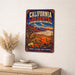 California Deserts Mojave Death Valley metal sign with vintage weathered-tin travel poster illustration — California Deserts
