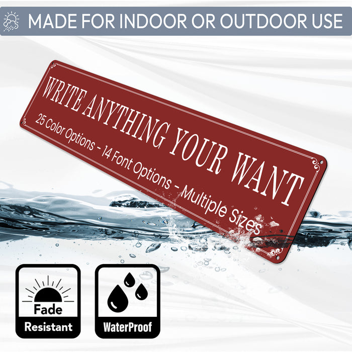 Custom Metal Sign – Personalized Name, Logo, Business or Bar Sign - Horizontal (4x6, 8x12, 12x18 & More Sizes)