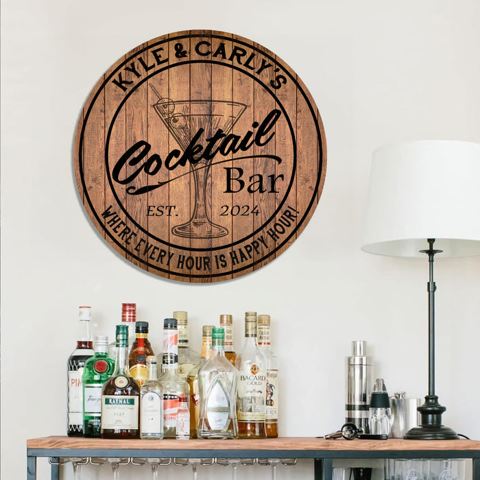 Personalized Cocktail Bar Wood Sign - B3-00140052001