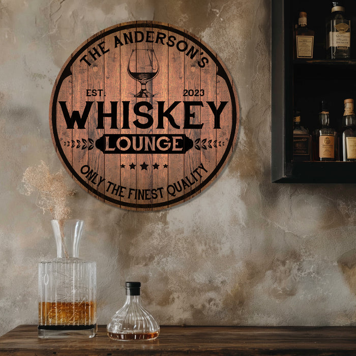 Personalized Whiskey Lounge Bar Sign