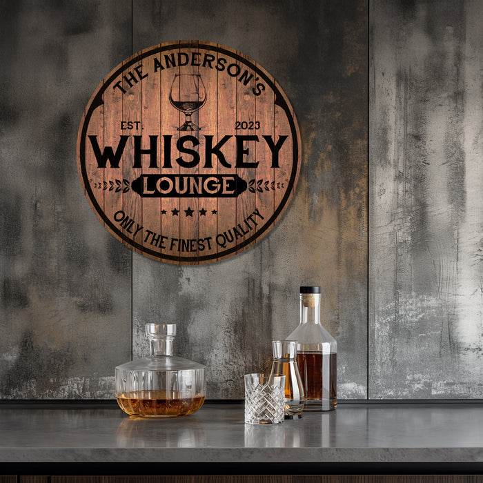 Personalized Whiskey Lounge Bar Sign