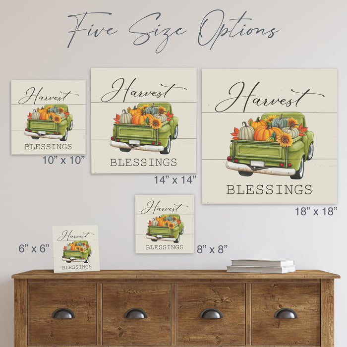 Harvest Blessings Green Truck - Fall Sign