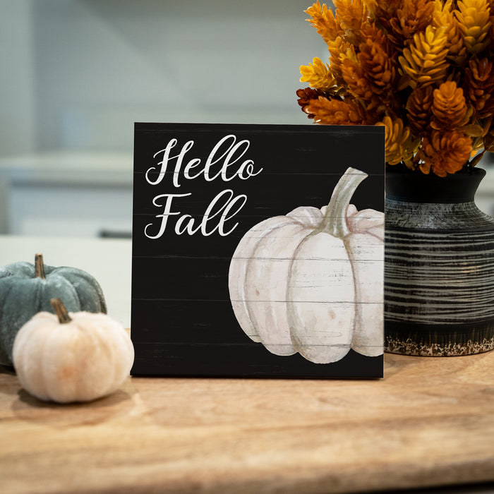 Hello Fall (Black) Wood Sign - Fall Decor