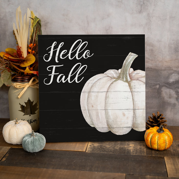 Hello Fall (Black) Wood Sign - Fall Decor